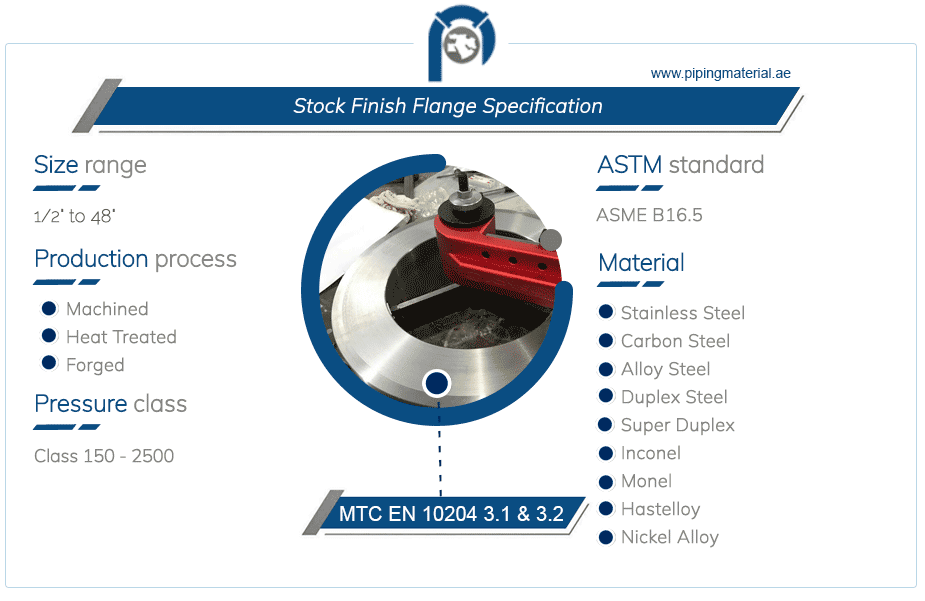 Stock finish flange ASME B16.5 SS stock finish slip on/ blind flanges