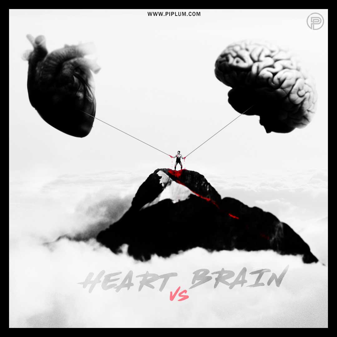 Heart Vs Brain. And Infinite Emotional Fight. [Inspirational Picture Quote]