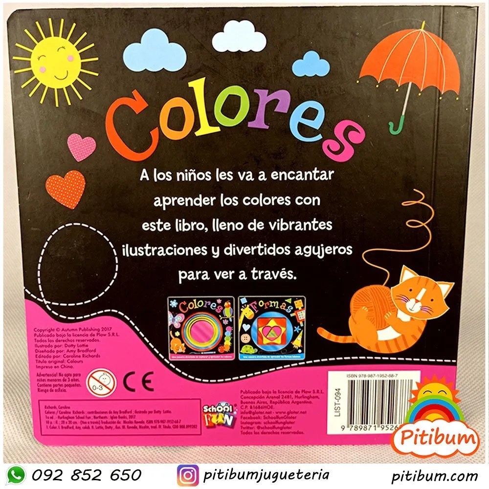 Libro de hojas duras para aprender los colores Pitibum