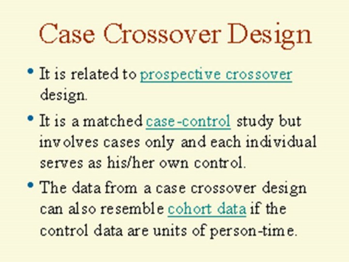 the term crossover is mainly used to describe experiments in which all