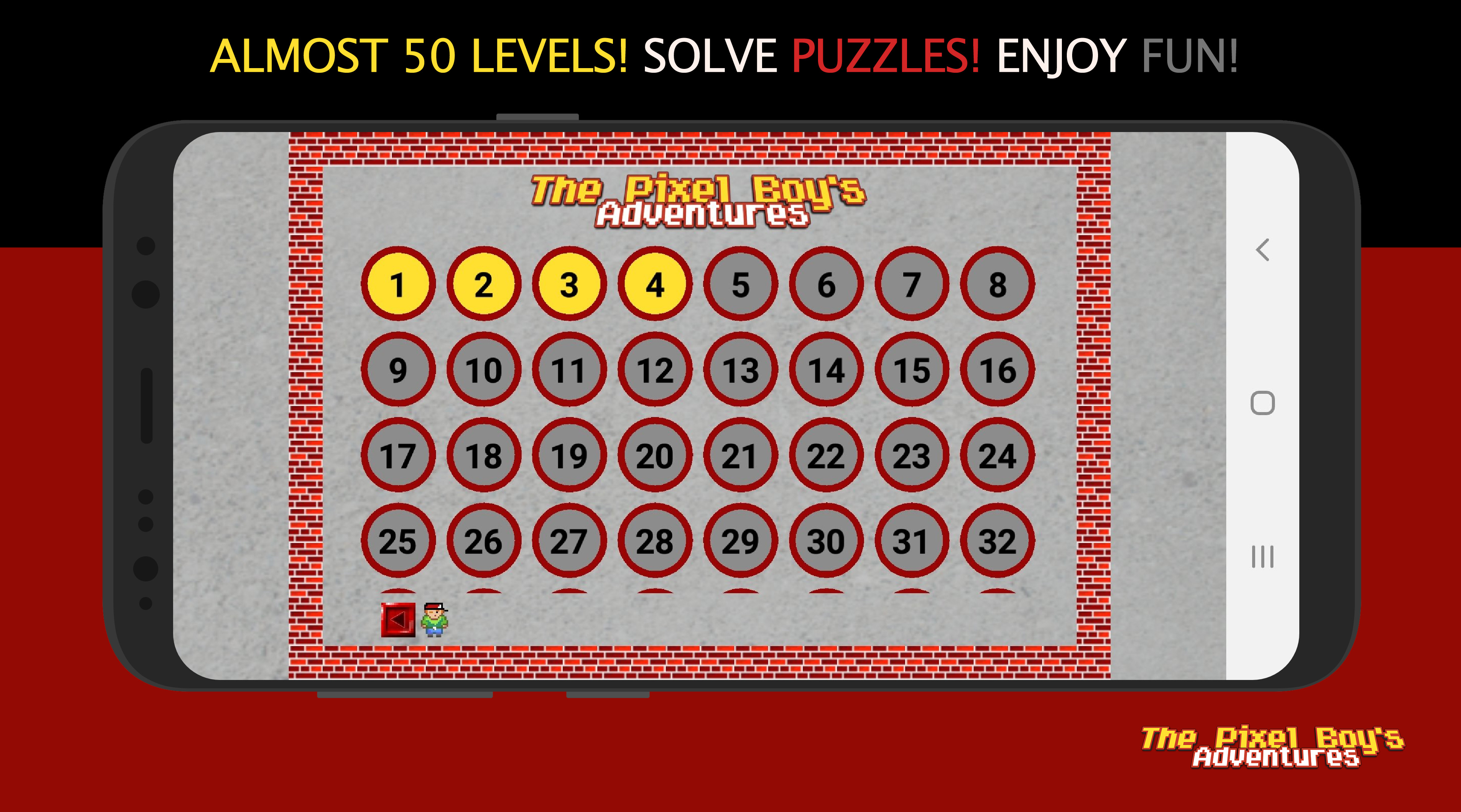 The Pixel Boy's Adventures Logical Puzzle Game Sokoban style for