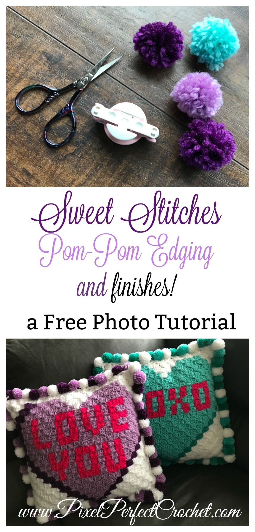 Sweet Stitches Pom Pom Edging and Finishes Pixel Perfect Crochet