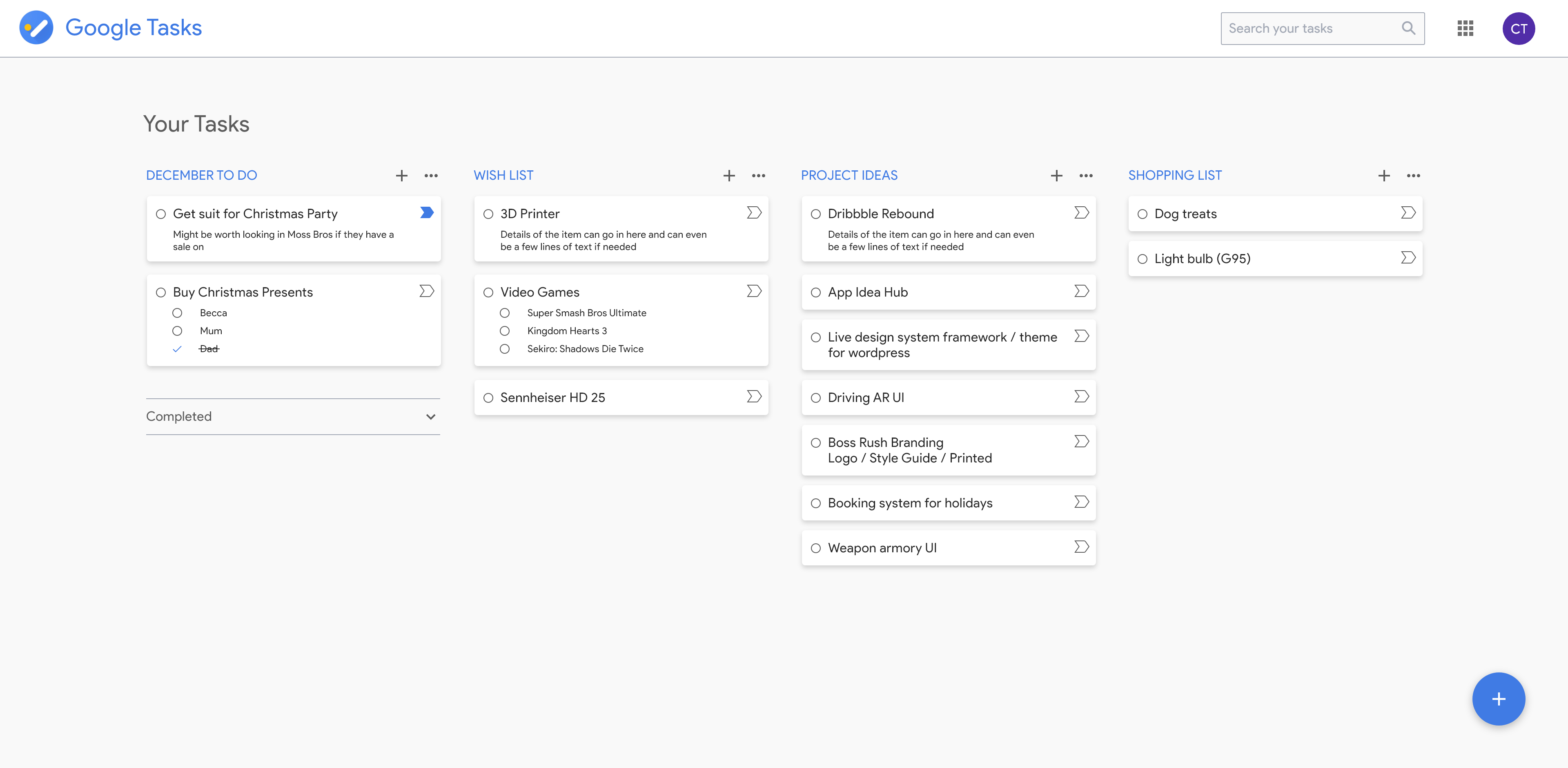 Google Tasks Desktop Redesign Connor Thompson UI Design Portfolio