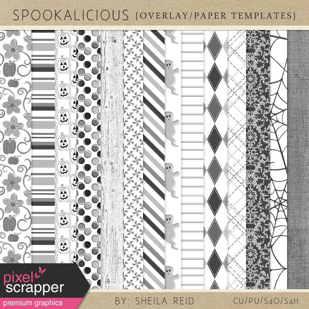 Spookalicious Overlay/Paper Templates Kit by Sheila Reid graphics kit