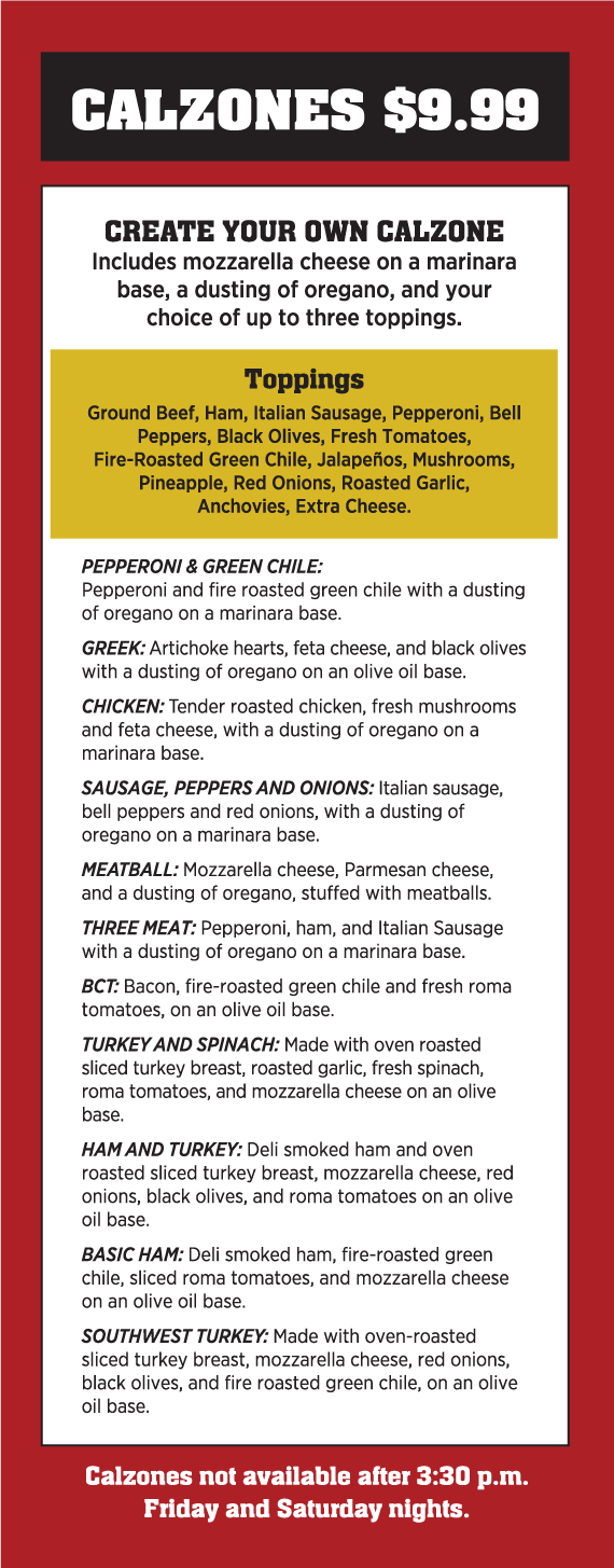 The Pizza Barn, Edgewood, NM Pizza Barn Menu