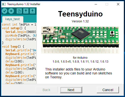 Teensyduino Download and Install Teensy support into the Arduino IDE