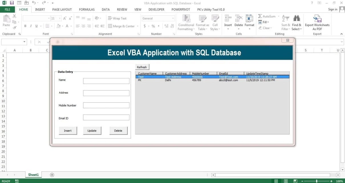 Excel VBA based Application with SQL database PK An Excel Expert