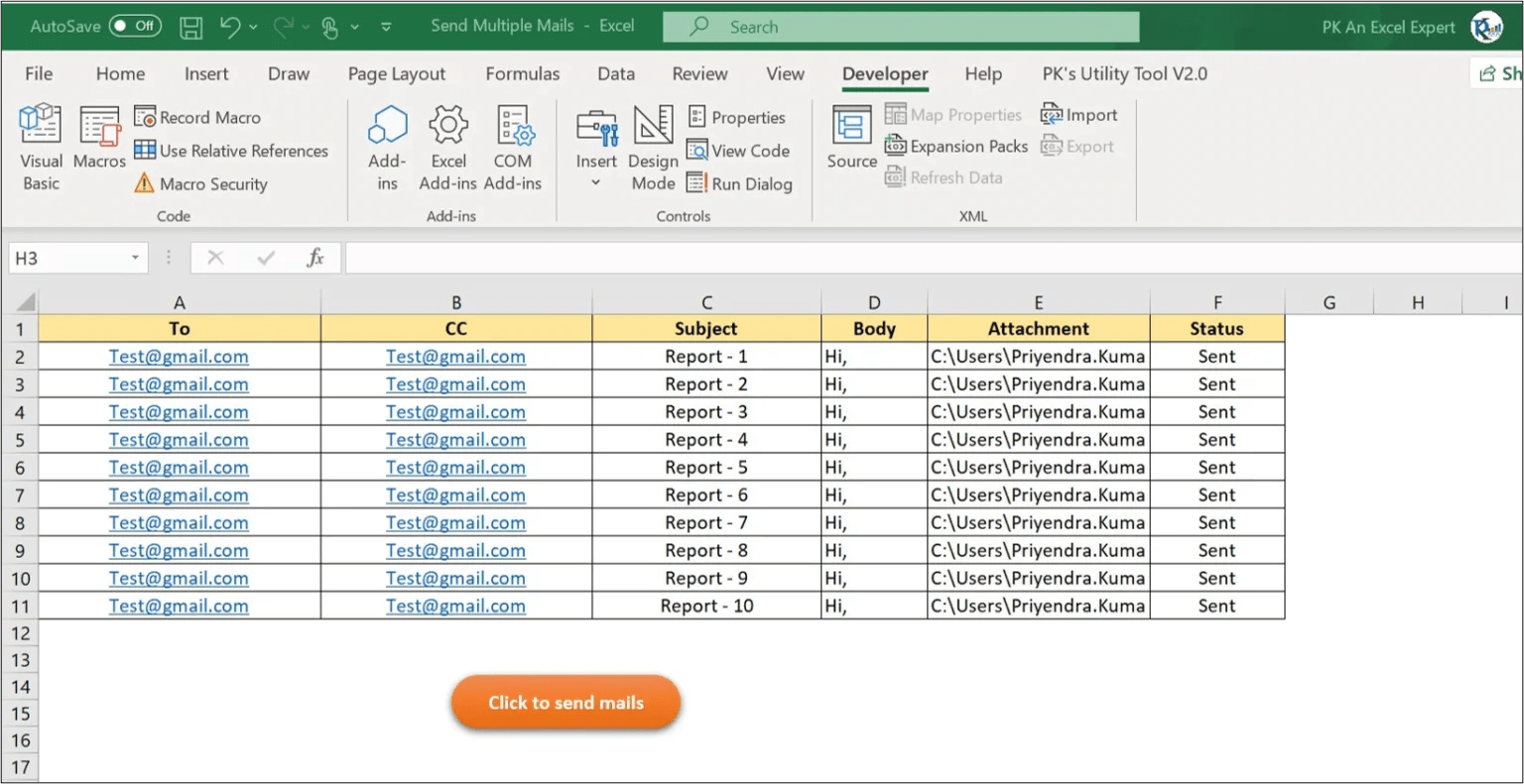 Send bulk emails using VBA and Outlook PK An Excel Expert