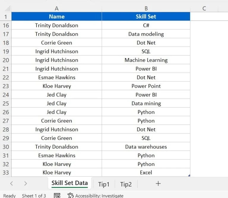 Automatically Creating Employeewise Skill Set Lists PK An Excel Expert
