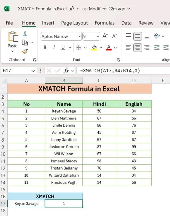 XMATCH Formula in Excel with Examples PK An Excel Expert