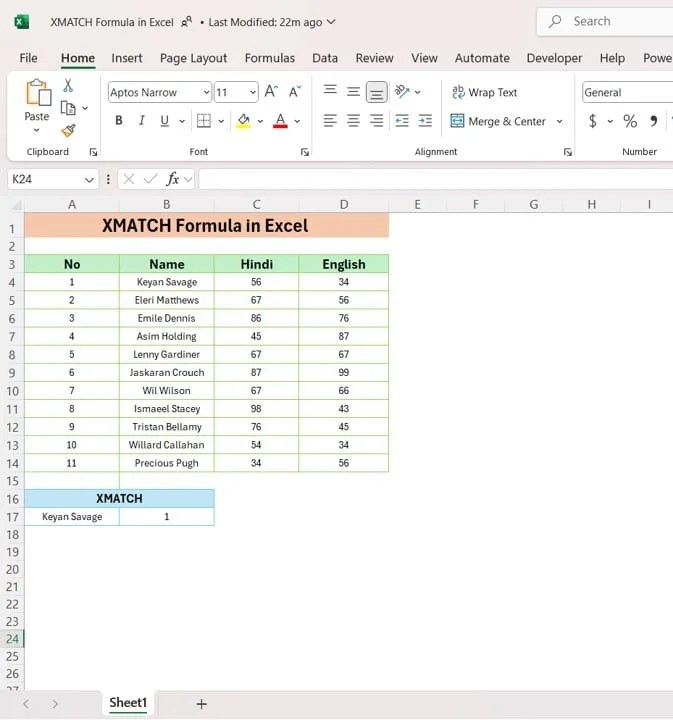 XMATCH Formula in Excel with Examples PK An Excel Expert
