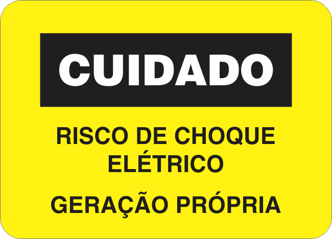 Cuidado risco de choque elétrico geração propria