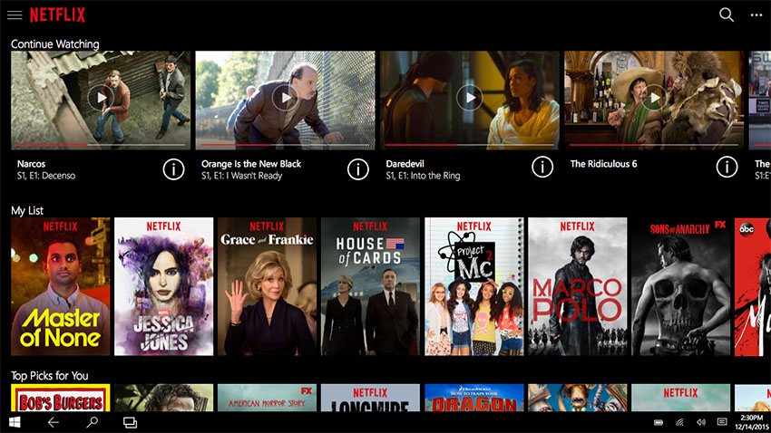 Netflix lancia la nuova app per Windows 10, versione