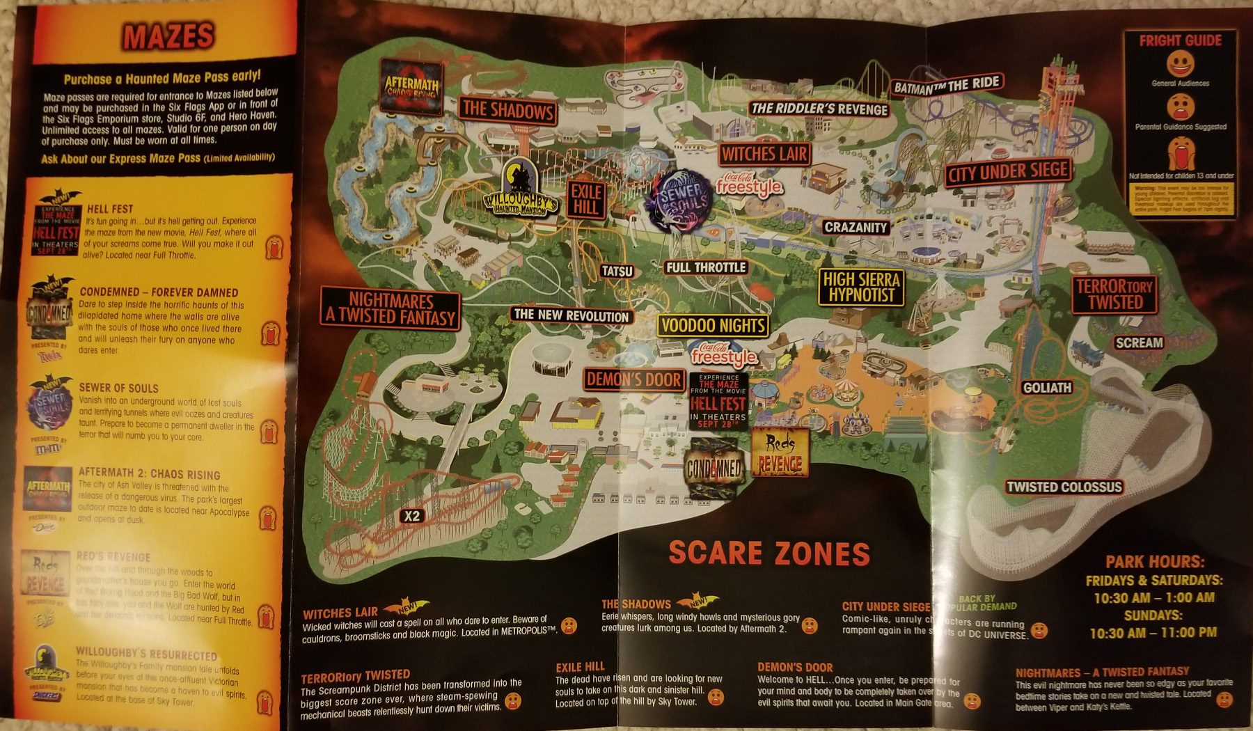 Six Flags FRIGHT FEST 2018 attractions