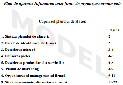 Model Plan De Afaceri Pentru Infiintarea Unei Firme De Organizari Evenimente Plandeafacere Ro