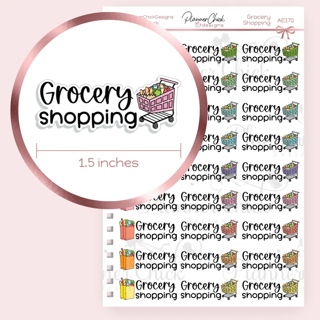 Grocery Shopping Planner Stickers PlannerChickDesigns