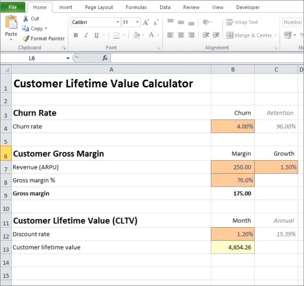 Customer Lifetime Value Calculator Plan Projections