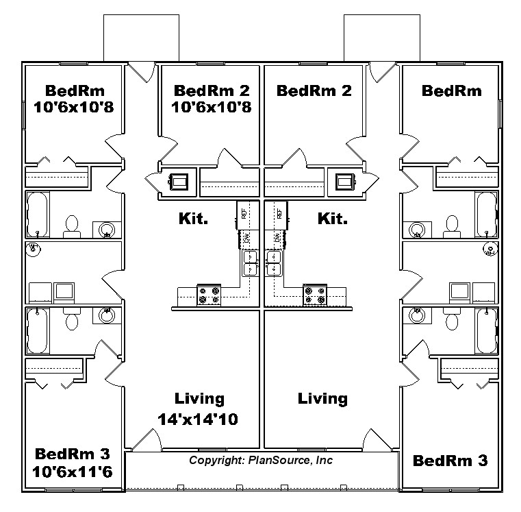 Duplex plan J1138d PlanSource, Inc