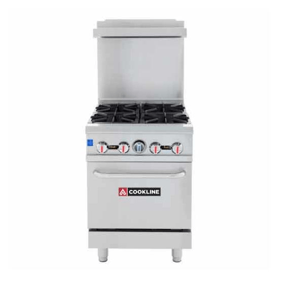 Cookline CR244 24" 4 Burner Commercial Gas Range with Oven 151,000