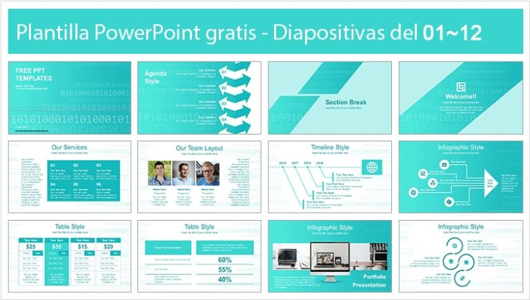 Plantilla Power Point de códigos binarios Plantillas Power Point gratis