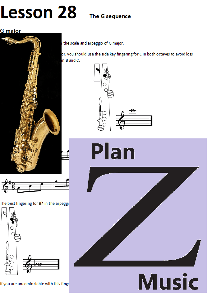Saxophone Lesson 28 The G sequence Plan Z Music