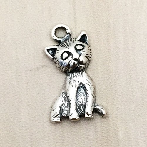 Sterling Silver Cat Charm 12.5x8mm CH181