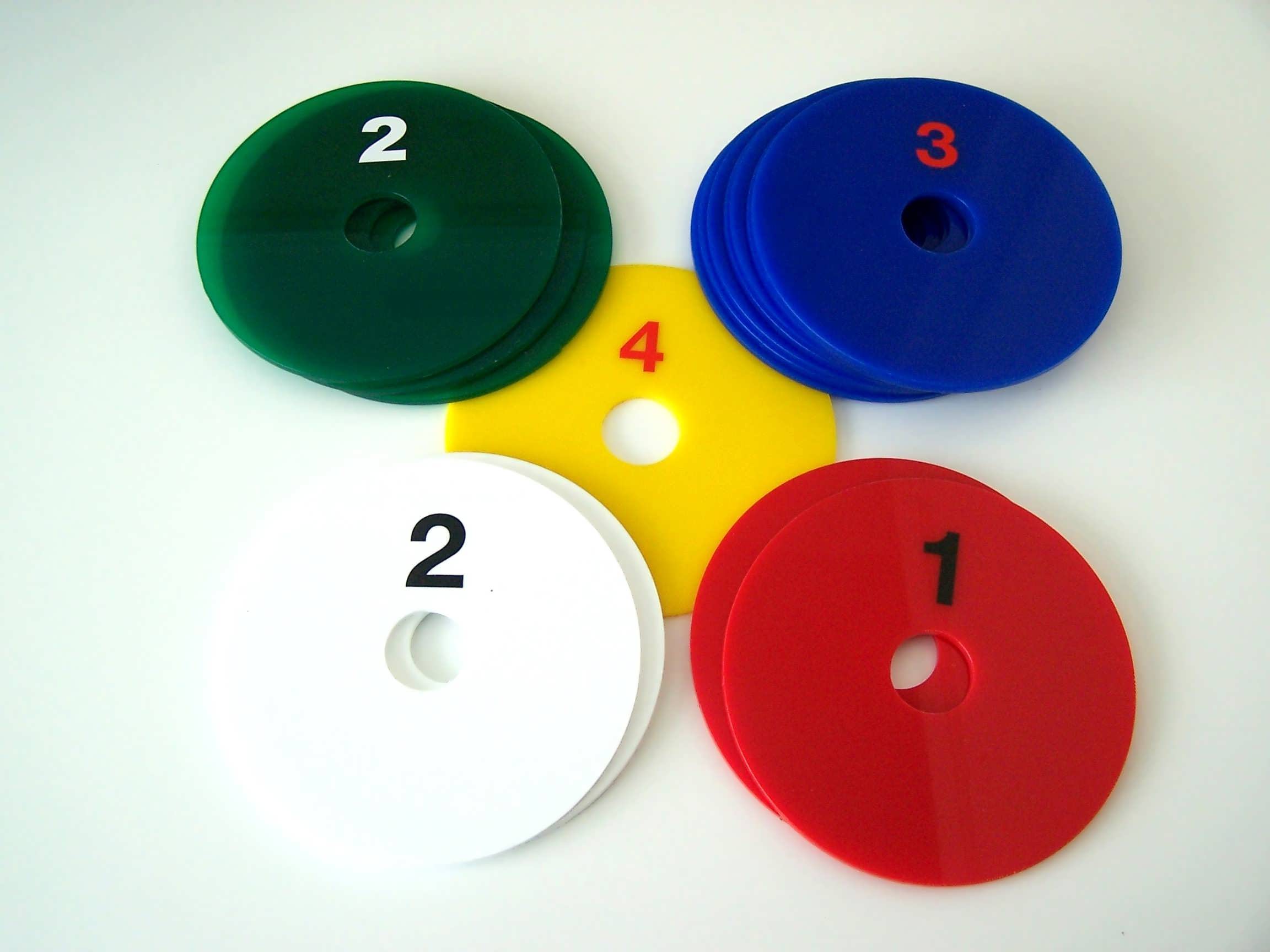 numbered plastic discs