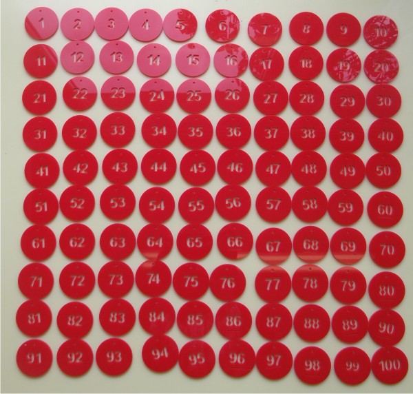 numbered plastic discs