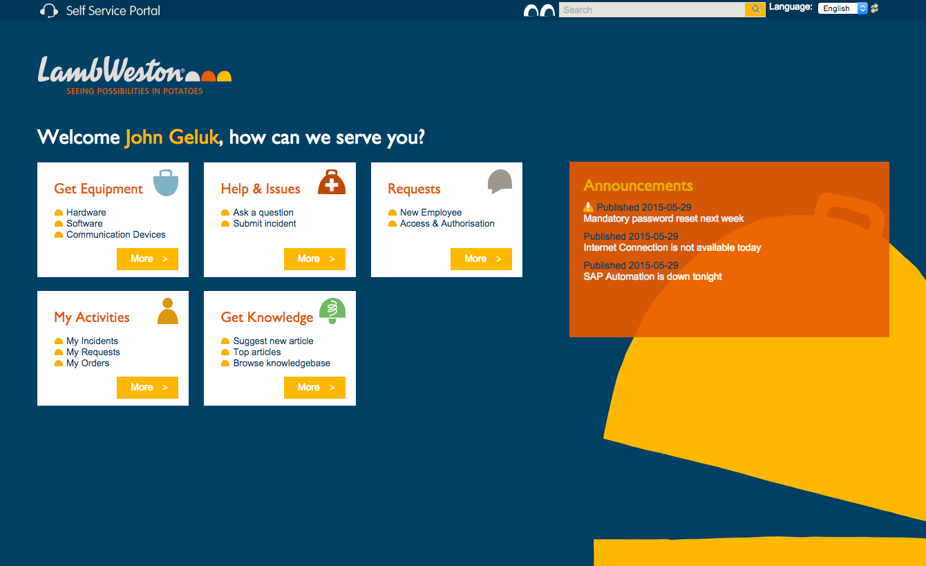 Lamb Weston launches with their new IT Services portal Plat4mation