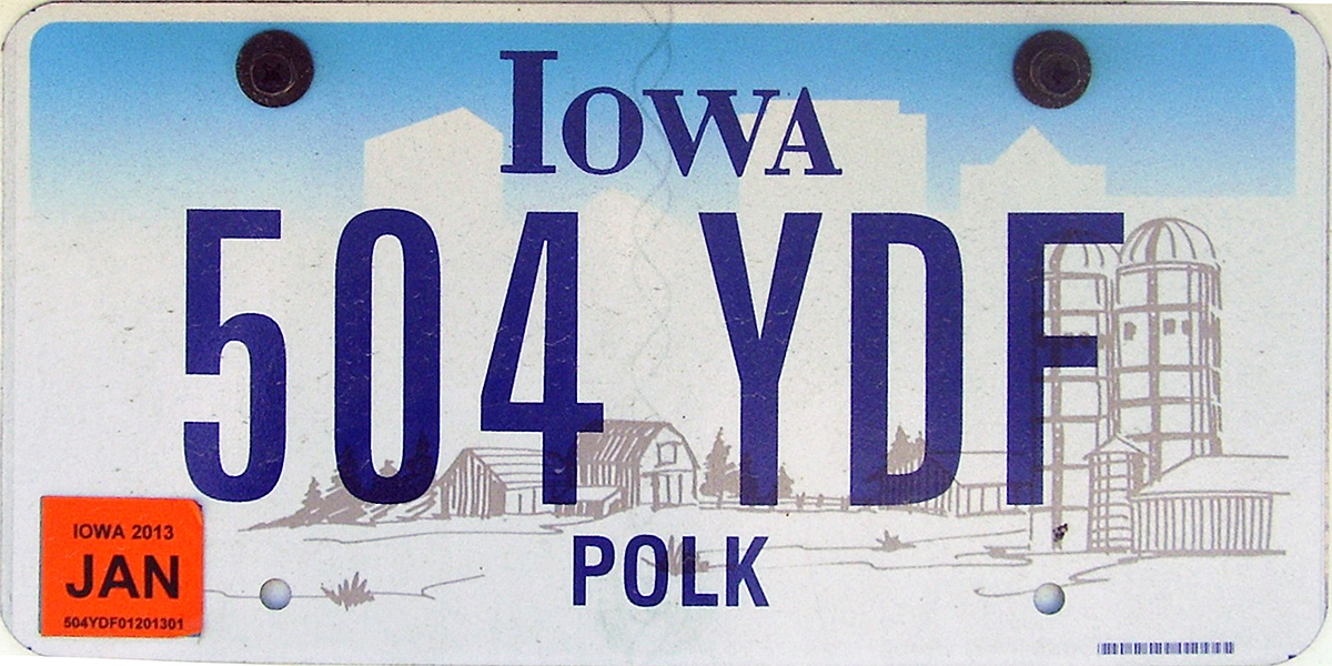 Iowa August 2023 Registration Sticker Color