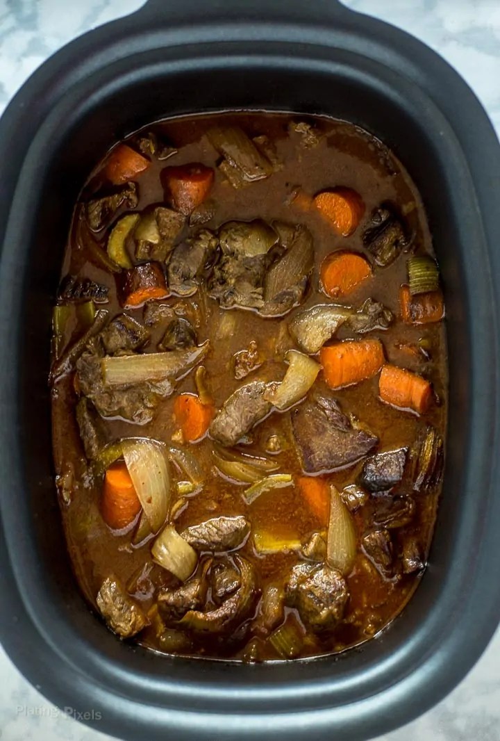 Slow Cooker Beef Stew with Root Vegetables Plating Pixels