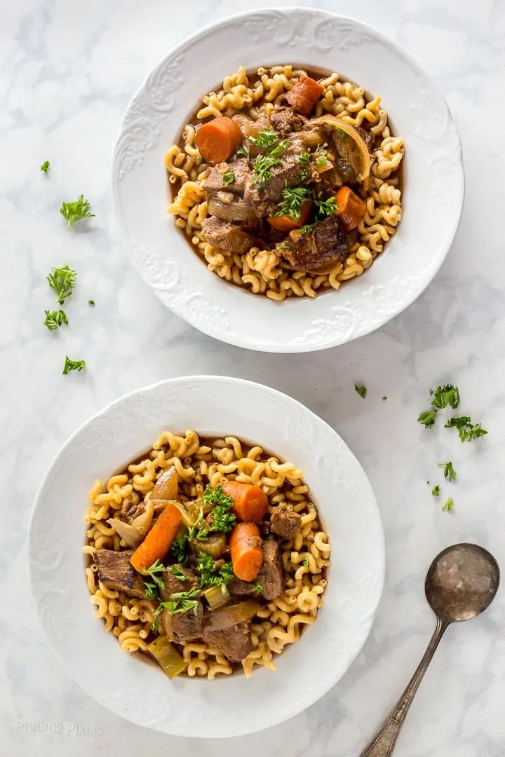 Slow Cooker Beef Stew with Root Vegetables Plating Pixels