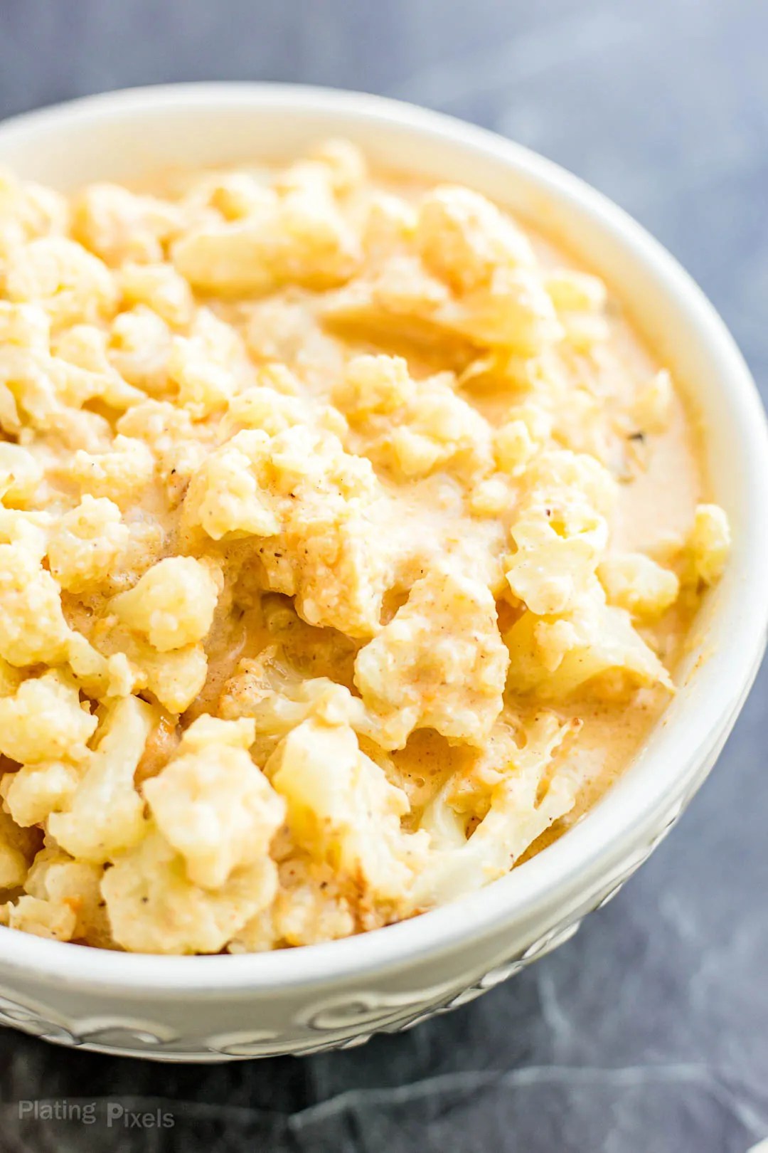 LowCarb and Keto Cauliflower Mac and Cheese Plating Pixels