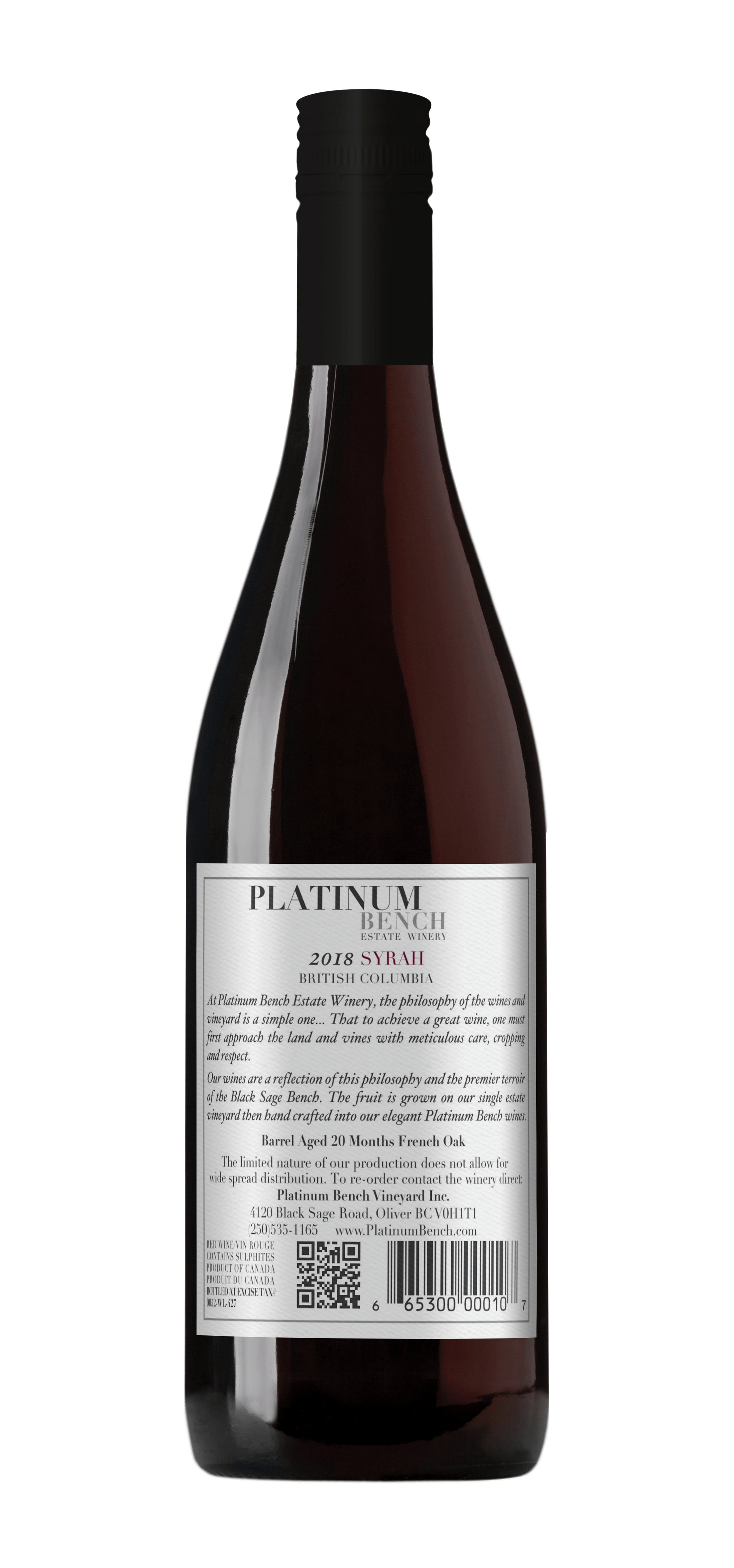 2018 Syrah Platinum Bench