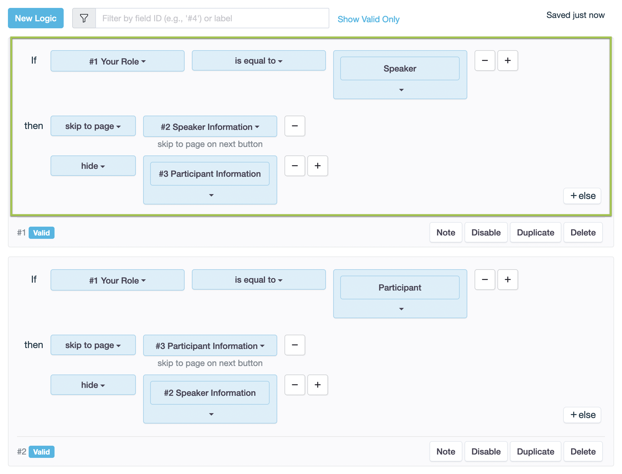 Commonly used form logic