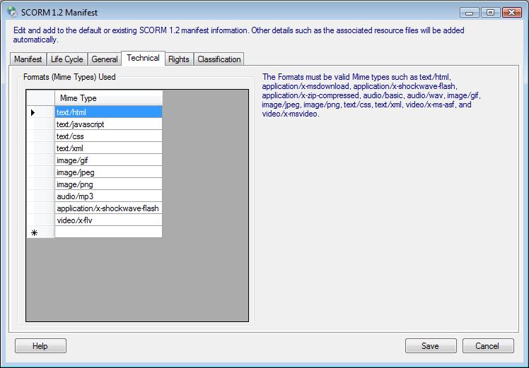 Manifest Editor 1.2 Technical Tab