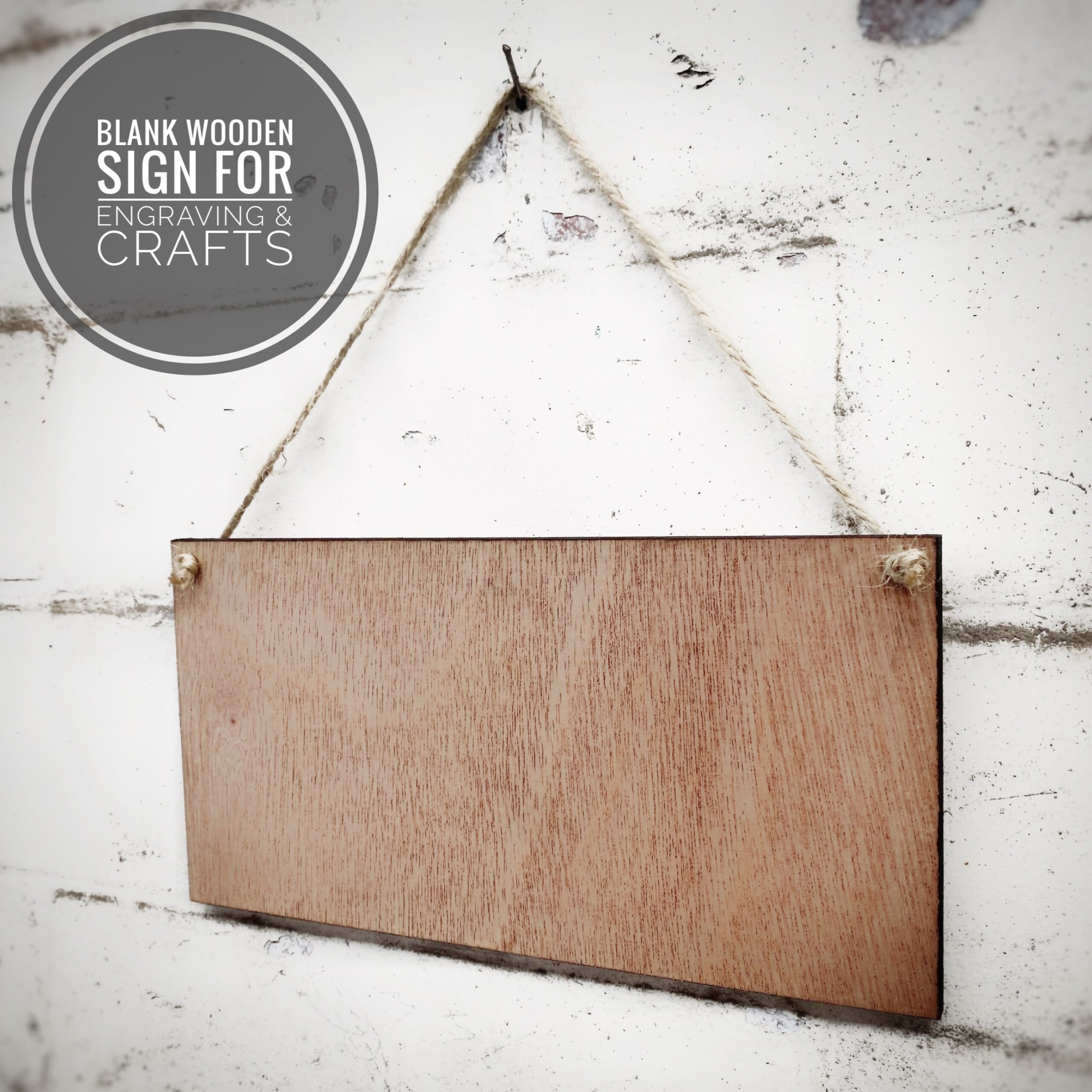 Blank Wooden Hanging Sign With Rope 20x10cm 6mm Plywood Perfect
