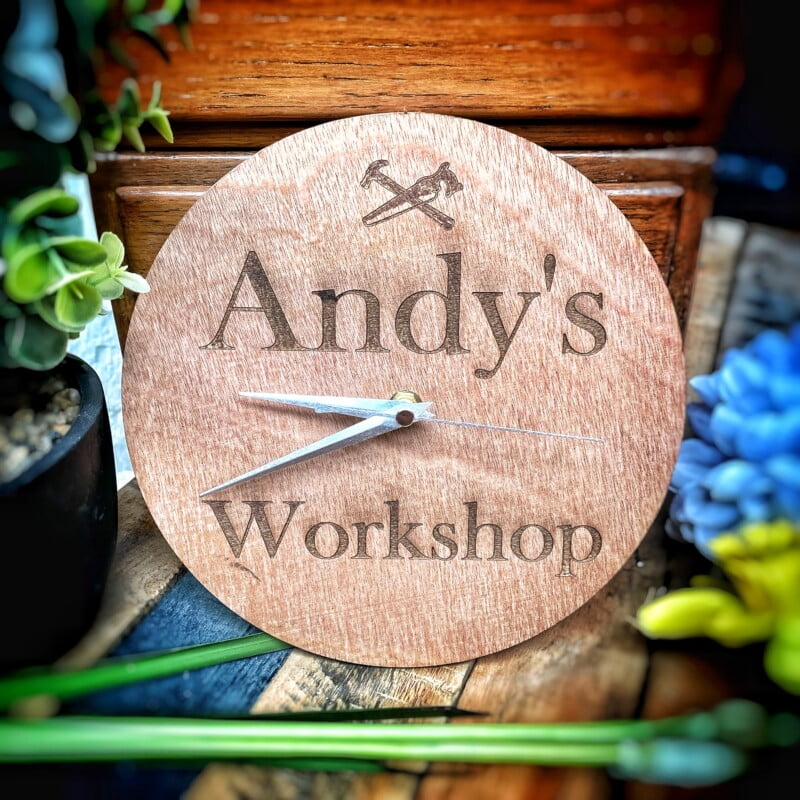 Personalised Wooden Clock 22cm Platters Slate