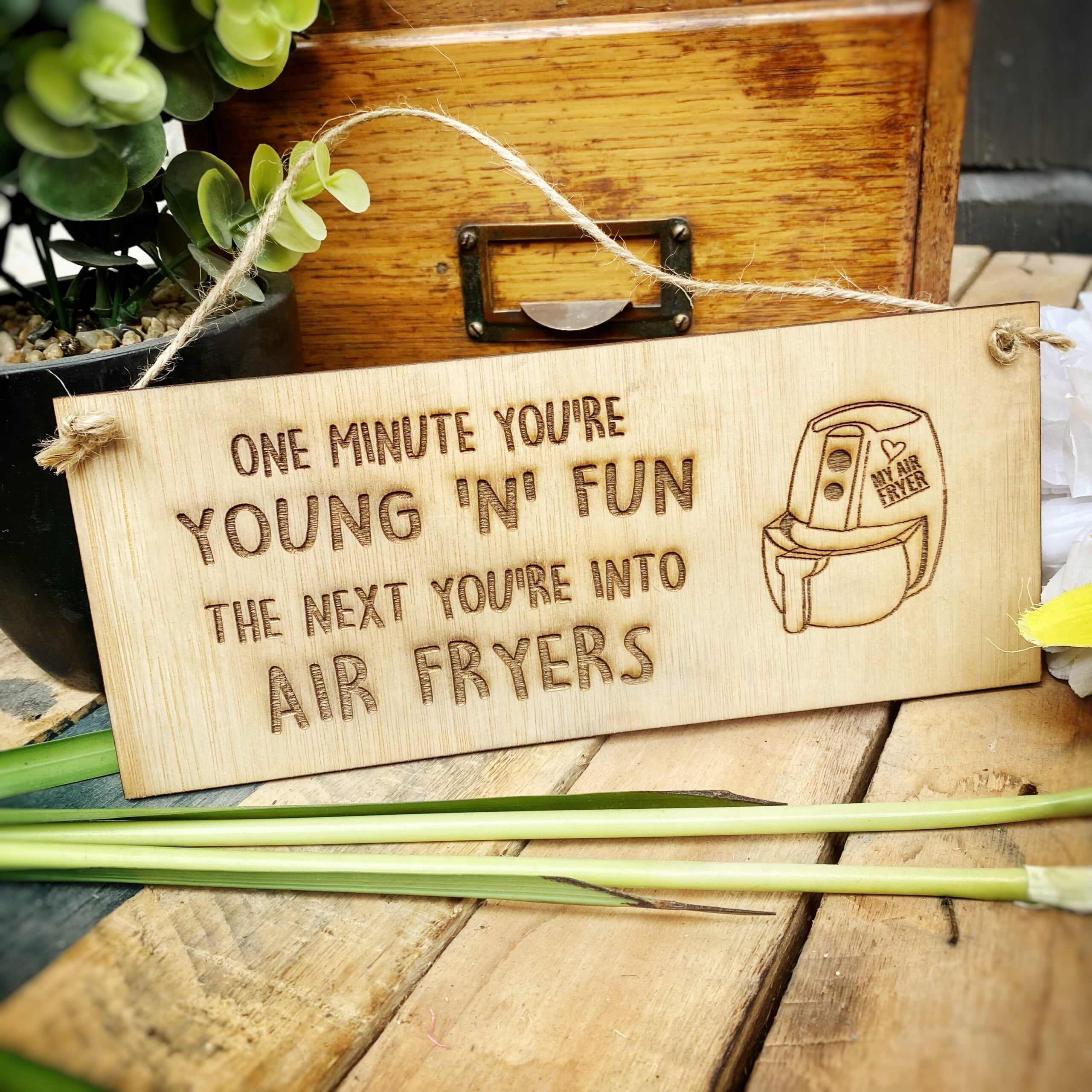 Air Fryer Gift Funny Quote Wooden Sign Platters Slate