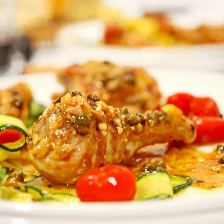 Braised Garlic Chicken & Capers with LemonAnchovies Sauce Platter Talk