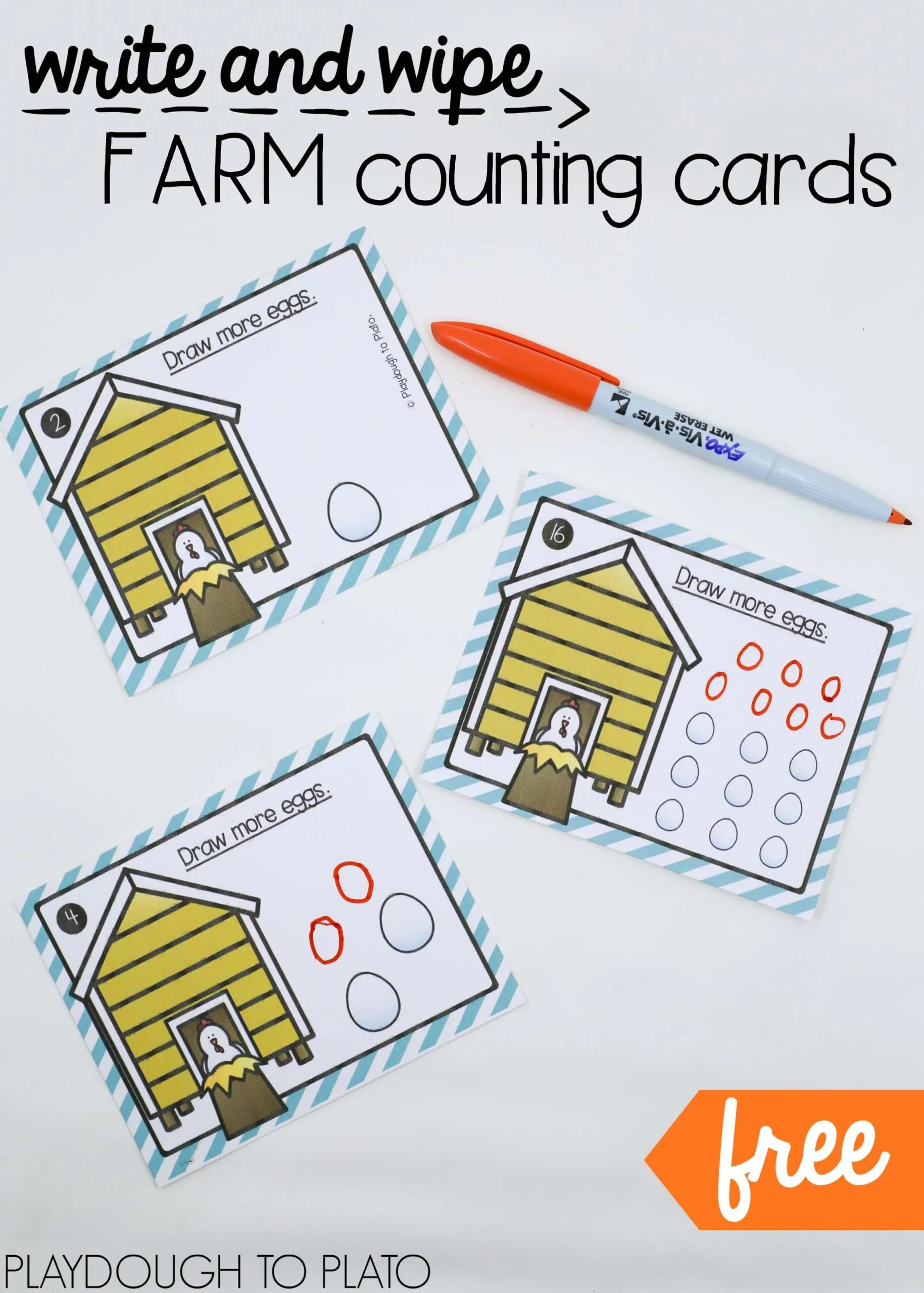 Farm Counting Cards Playdough To Plato