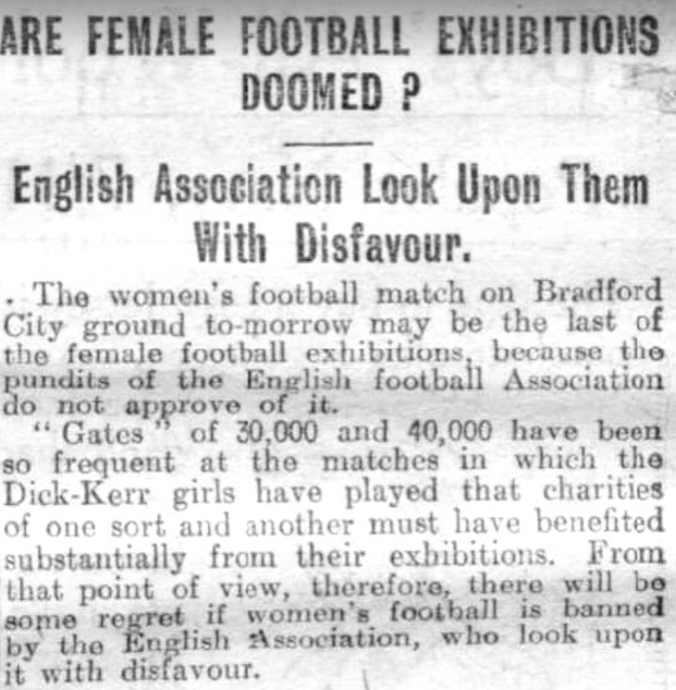 1921 When Football Banned Women Playing Pasts