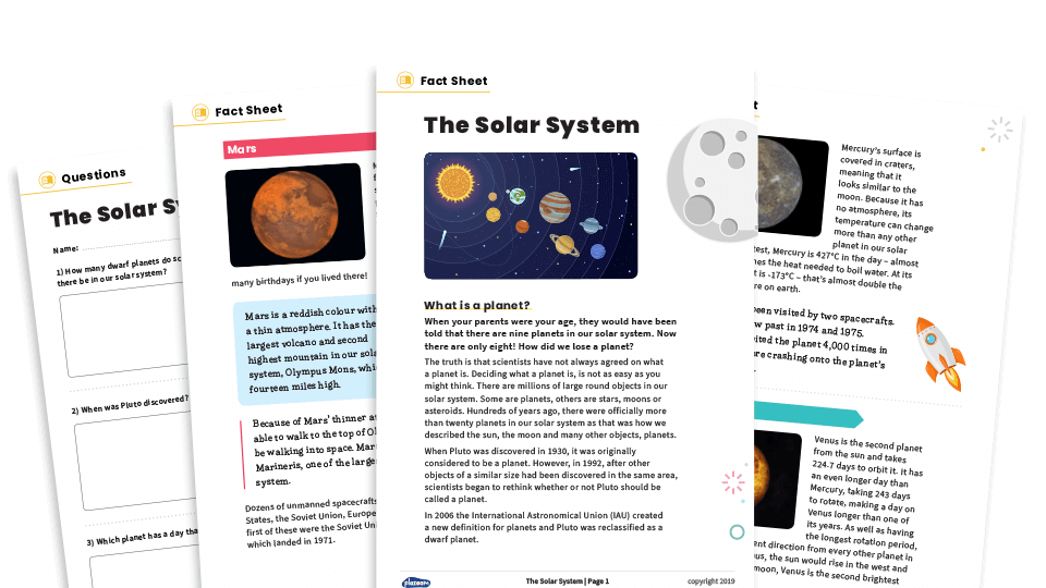 The Solar System KS2 Nonfiction Reading Comprehension Worksheets