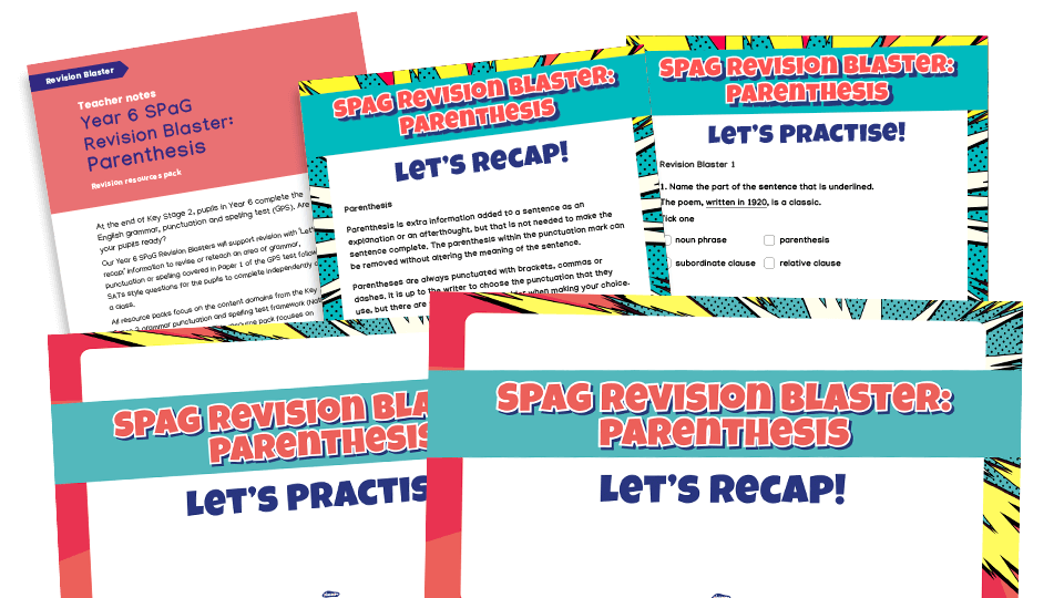KS2 SATs SPaG Revision Blaster parenthesis Plazoom