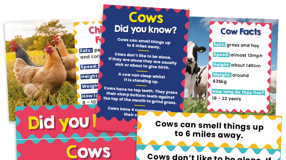 KS1 Science Farm Animal Facts Posters for Classroom Displays and