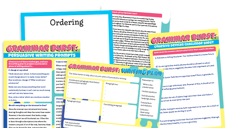 KS2 Cohesive Devices in Persuasive Writing Grammar Burst Resource