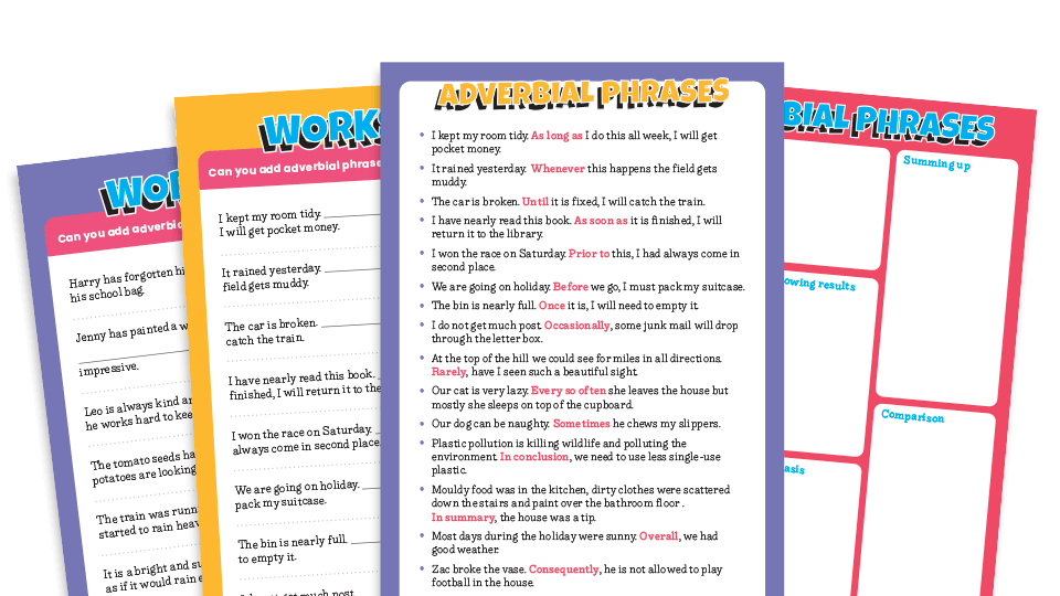 Adverbial phrases KS2 7 of the best grammar worksheets and resources