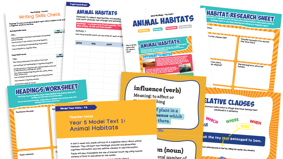Year 5 Model Text Resource Pack 1 ‘Animal Habitats’ (Report; Science
