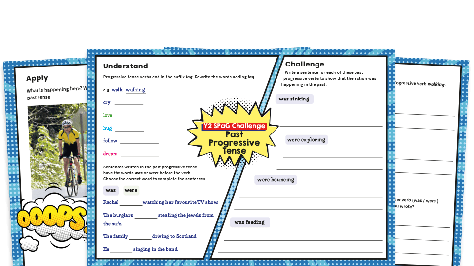 Past progressive tense 5 of the best worksheets and resources for KS1
