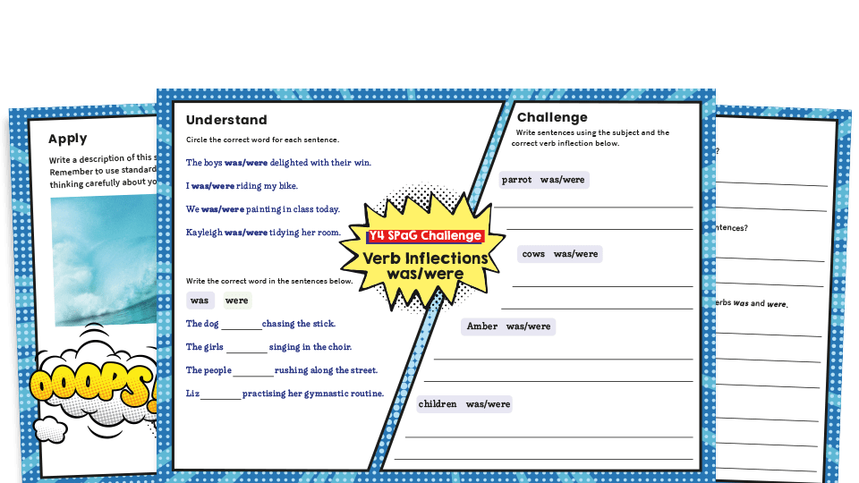 Year 4 Verb Inflections (Was/Were) KS2 SPaG Challenge Mat Plazoom